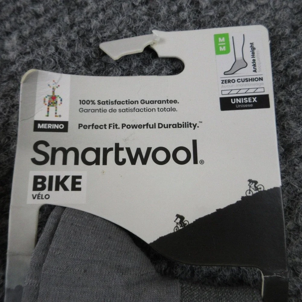 Smartwool Socks Mens M Gray Low Cut Bike Cycling Merino Wool Zero Cushion NWT